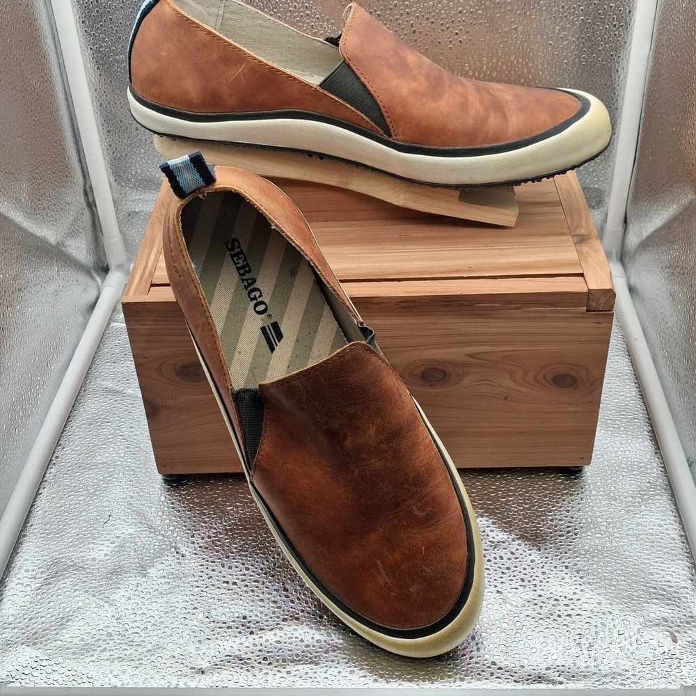Classic Sebago Brown Leather Loafers Men's US 7.5 Slip On Casual Comfort Shoes